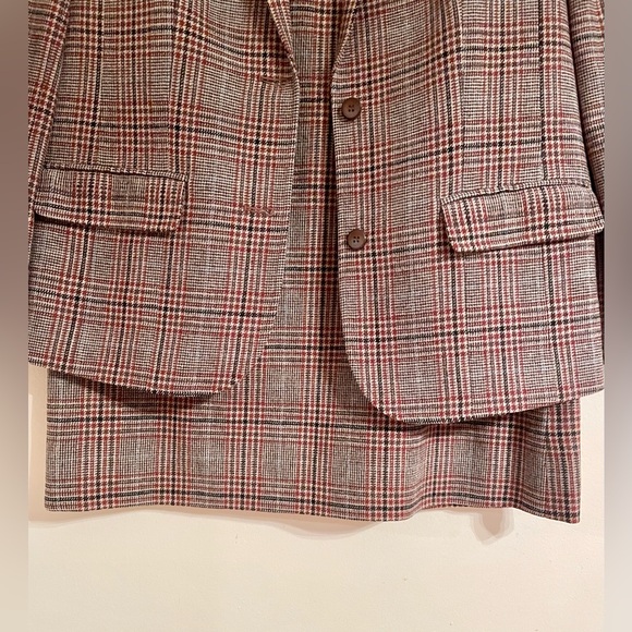 Vtg Pendleton Brown Plaid 100% Wool Blazer Skirt Suit Set- Excellent Condition - Picture 4 of 14